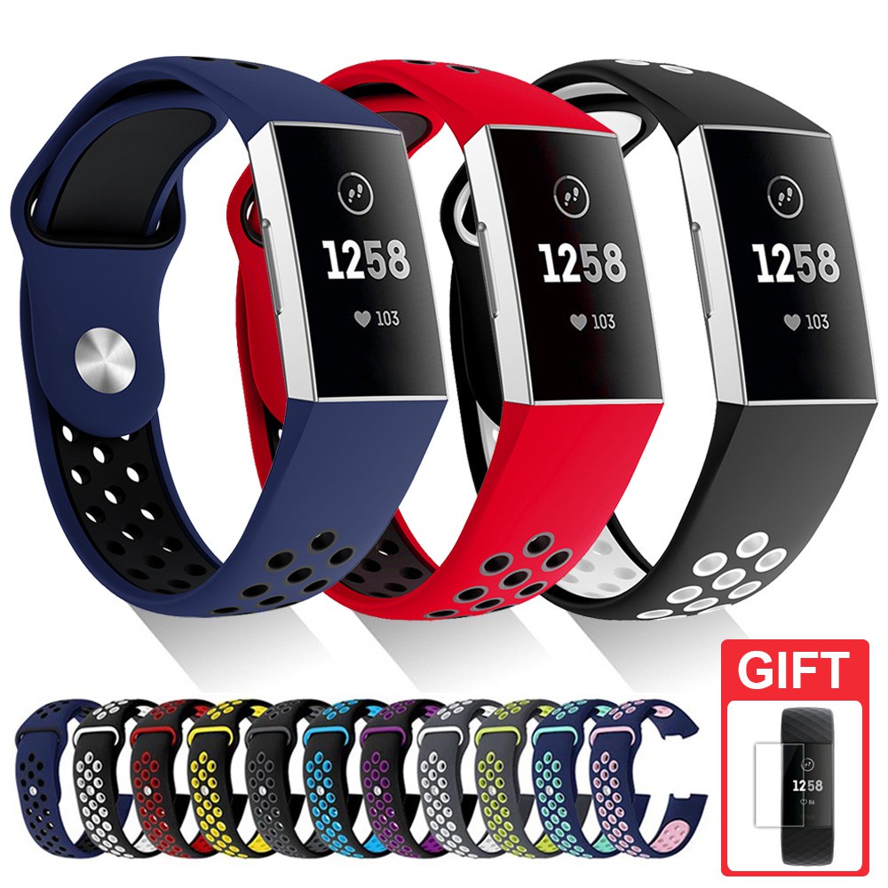 Dây đeo đồng hồ chất liệu silicon thoáng khí thay thế cho Fitbit Charge 4/ Charge 3