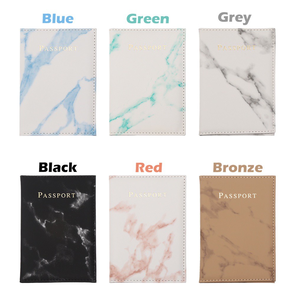 Bìa hộ chiếu bằng da PU chống nước họa tiết cẩm thạch thời trang