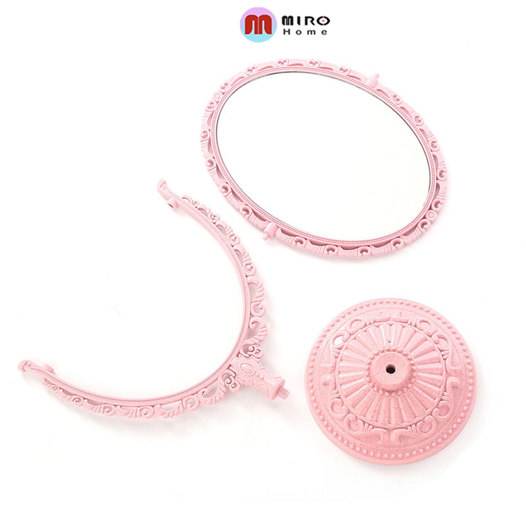 Gương để bàn công chúa màu hồng vintage MIROHOME