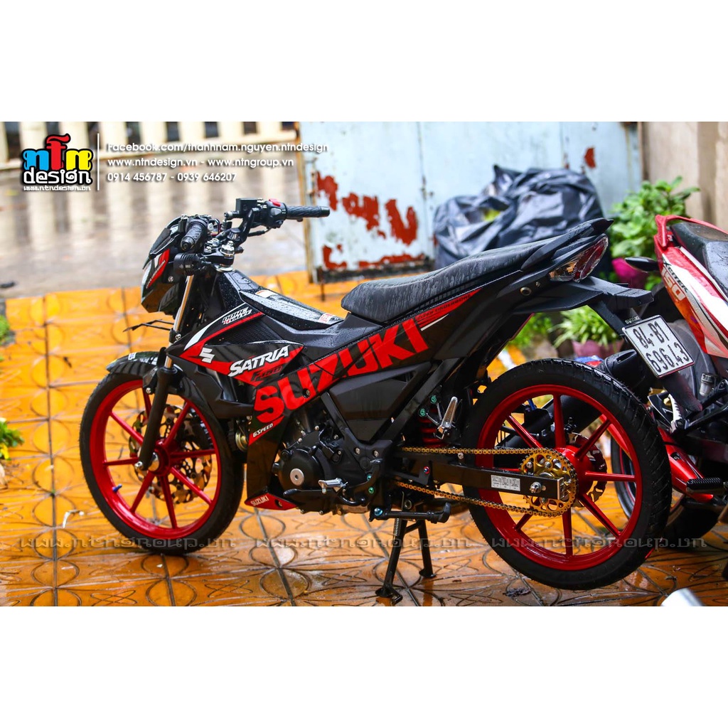 Tem Rời Dán Xe Raider FI Mẫu Đỏ Đen Chữ Suzuki Cực Chất, Hàng 3 Lớp Chất Lượng Cao