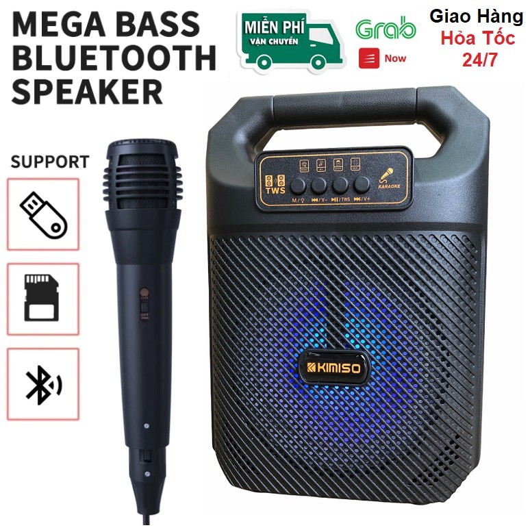 Loa Bluetooth Hát Karaoke kimiso Tặng Kèm Mic Hát hàng cao cấp bảo hành lỗi 1 đổi 1