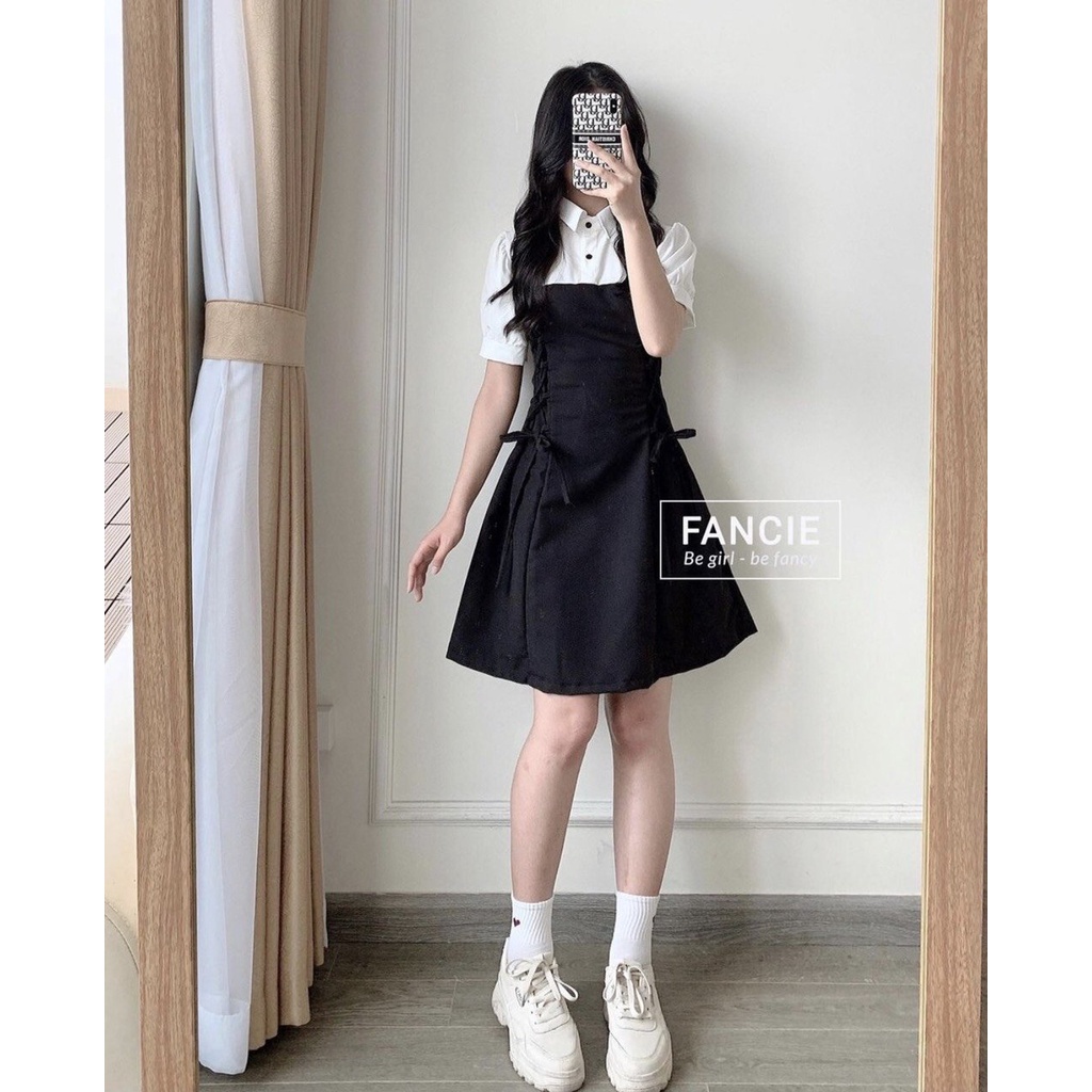 Váy Cổ Trắng Đan Eo Chất Đũi Lụa Cao Cấp Tiểu Thư Hàng Loại 1 Bơ Store | BigBuy360 - bigbuy360.vn