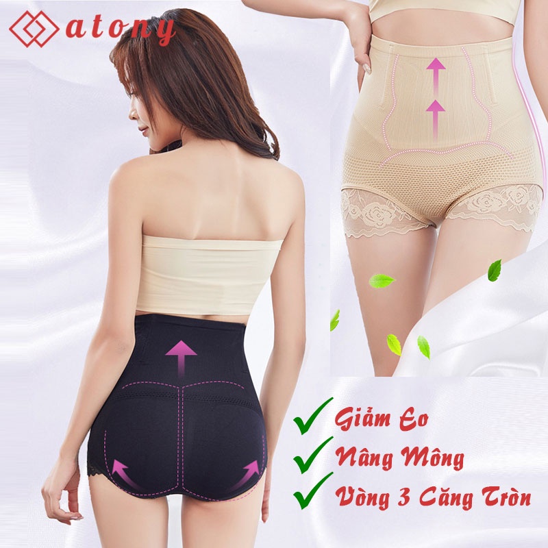Quần Gen Bụng ATONY (Hàng Xuất Hàn) Có Thanh Thép Định Hình, Phối Ren Sexy Nâng Mông, Co Giãn Tốt, Freesize Dưới 70Kg | BigBuy360 - bigbuy360.vn