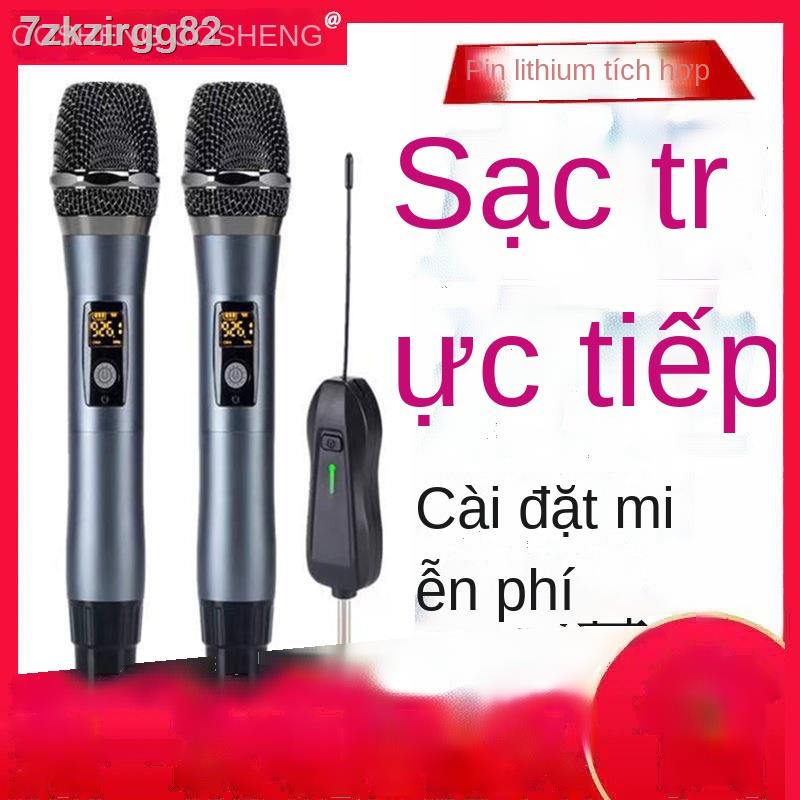 Đa năng một với hai micrô không dây U-phân khúc gia đình KTV hát âm thanh sân khấu ngoài trời kim loại