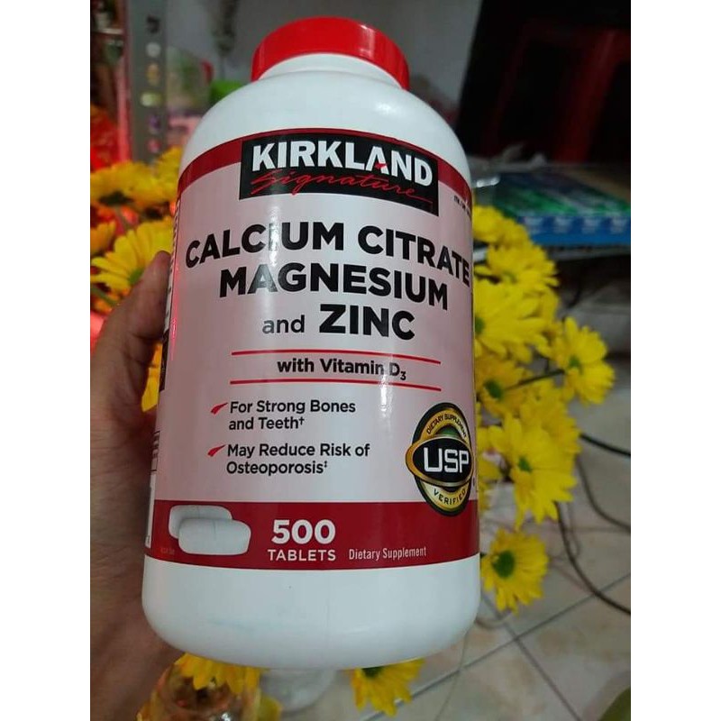 [Date 11.2023] Viên uống bổ sung canxi Kirkland Calcium Citrate Magnesium and Zinc 500 viên của Mỹ