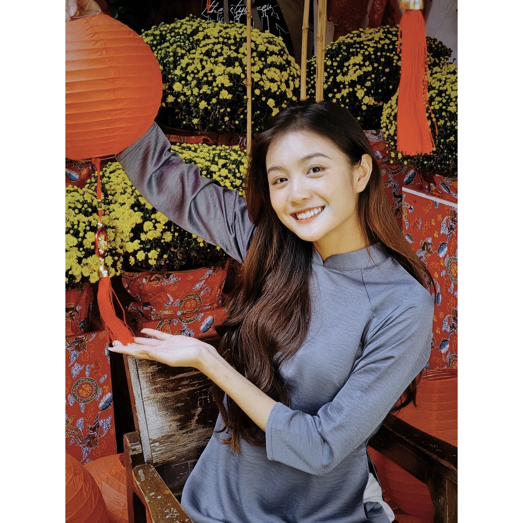 Set Áo dài Rosemary tây thi xanh xám đậm