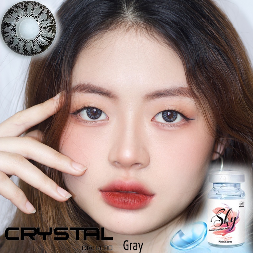 Kính áp tròng Sky Lens -Crystal Gray 0-6 Độ-Made in Korea Chính Hãng Dia14.00