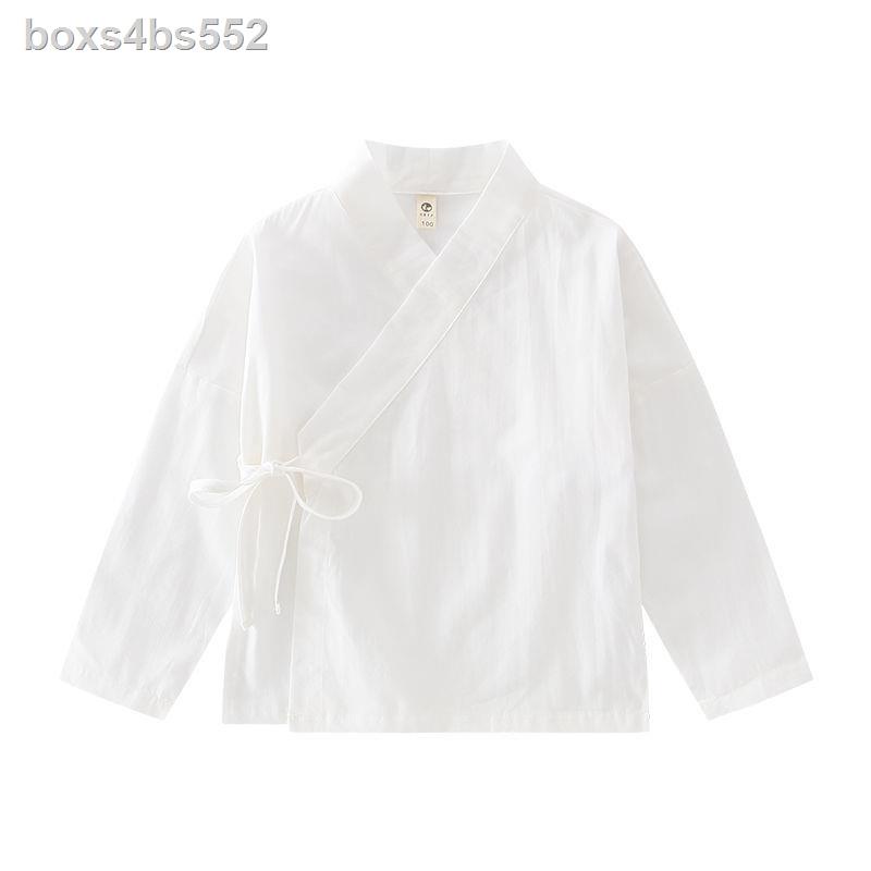 Quần áo trẻ em Hanfu mùa xuân và thu tất cả các kết hợp khoác cơ bản đơn giản ren lên cổ điển màu trắng cho