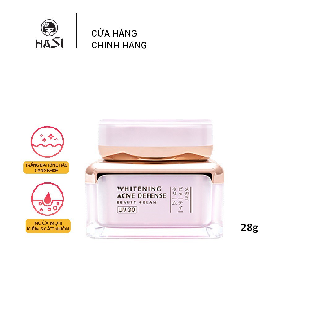 KEM DƯỠNG THẢO DƯỢC TRẮNG DA, MỜ THÂM VÀ NGĂN NGỪA MỤN UV30 HASI MEGAMI WHITENING ACNE DEFENSE BEAUTY CREAM