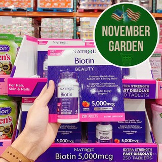 [Air 2/23] Viên mọc tóc móng chắc khoẻ Natrol Biotin Beauty 5.000mcg hộp 250 viên