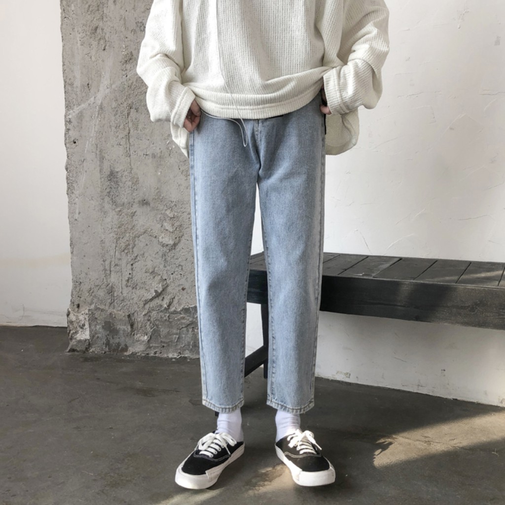 Quần Jean Baggy Nam chất đẹp ống Rộng Màu Xanh Nhạt  Unisex Hot 2021-B002