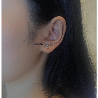 Bông tai bạc hình mặt trăng - E21