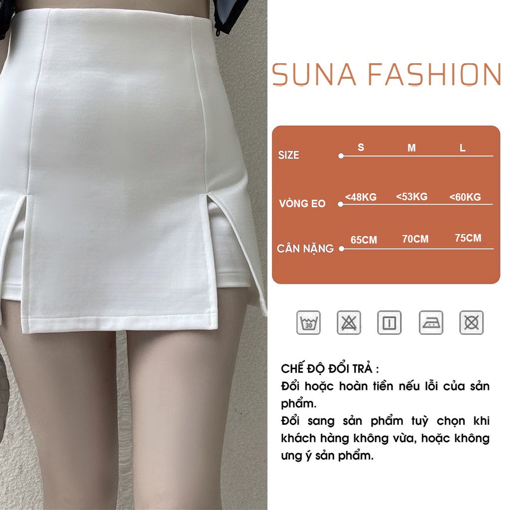 Chân váy chữ A xẻ tà hai bên cạp cao ôm dáng quần may trong dày dặn SUNA FASHION