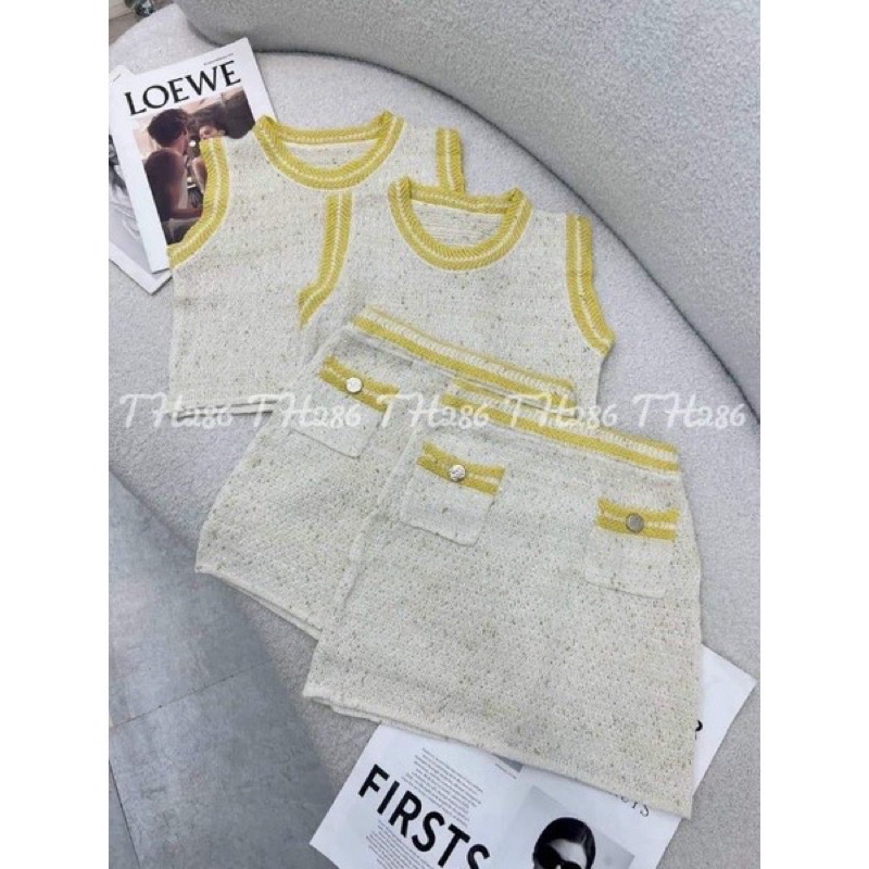 Set len áo croptop chân váy