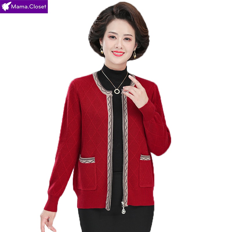 #YY6606 ÁO LEN CỔ TRÒN DÀI TAY ĐÓNG CÚC ĐỒ THU ĐÔNG, QUÀ TẶNG MẸ, CHO NGƯỜI TRUNG NIÊN HÀNG QUẢNG CHÂU MỚI HOT 2021