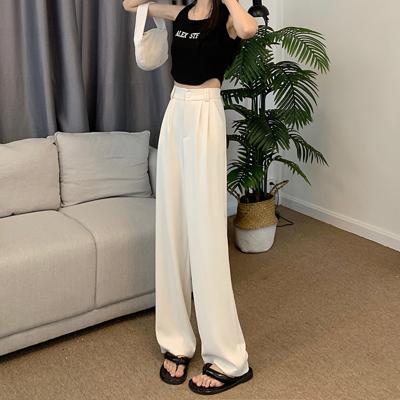 Quần Dài Lưng Cao Ống Rộng Thiết Kế Mới Thời Trang Mùa Hè Dành Cho Nữ