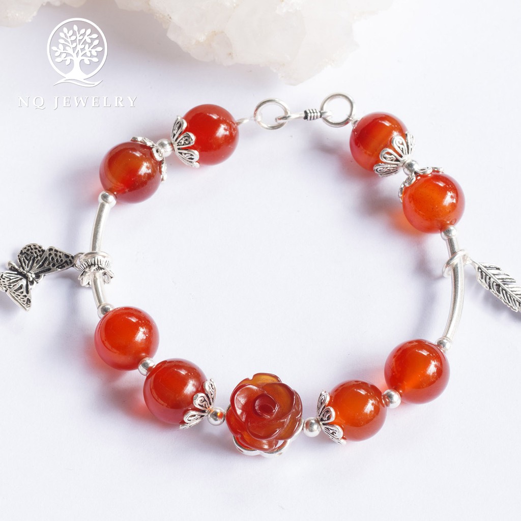 Vòng tay phối charm hoa mẫu đơn - NQ Jewelry