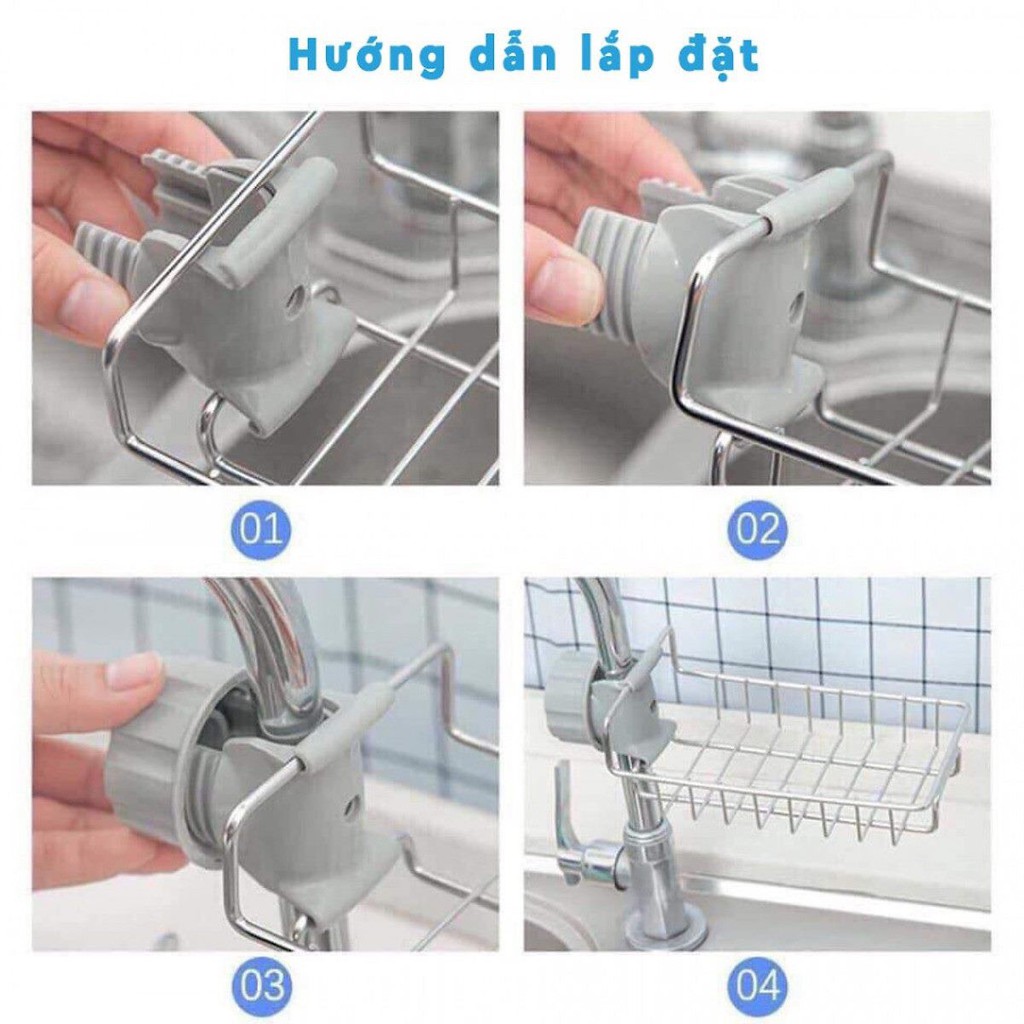 Kệ inox gắn vòi rửa bát