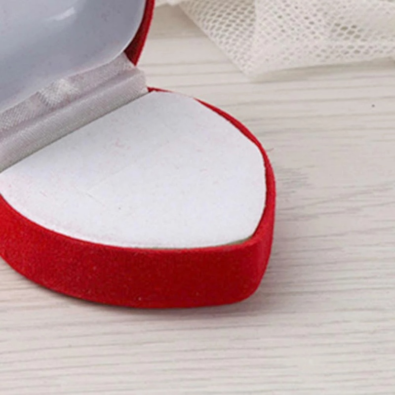 [Exquisite Flocking Red Heart Shaped Carrying Jewelry Box for Rings,  Earrings, Bracelets] [Jewelry Storage Organizer Case]