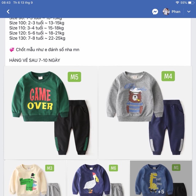 Combo 7 bộ cotton