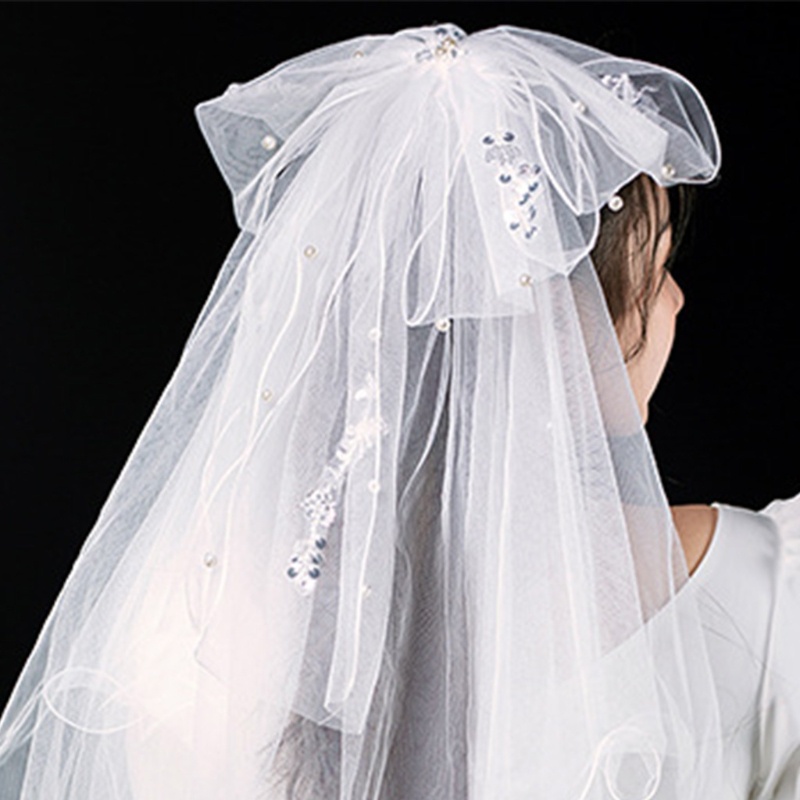Mạng Che Mặt Ngắn Bằng Vải Tuyn Màu Trắng Nhiều Tầng Kèm Lược Trang Trí Đám Cưới
