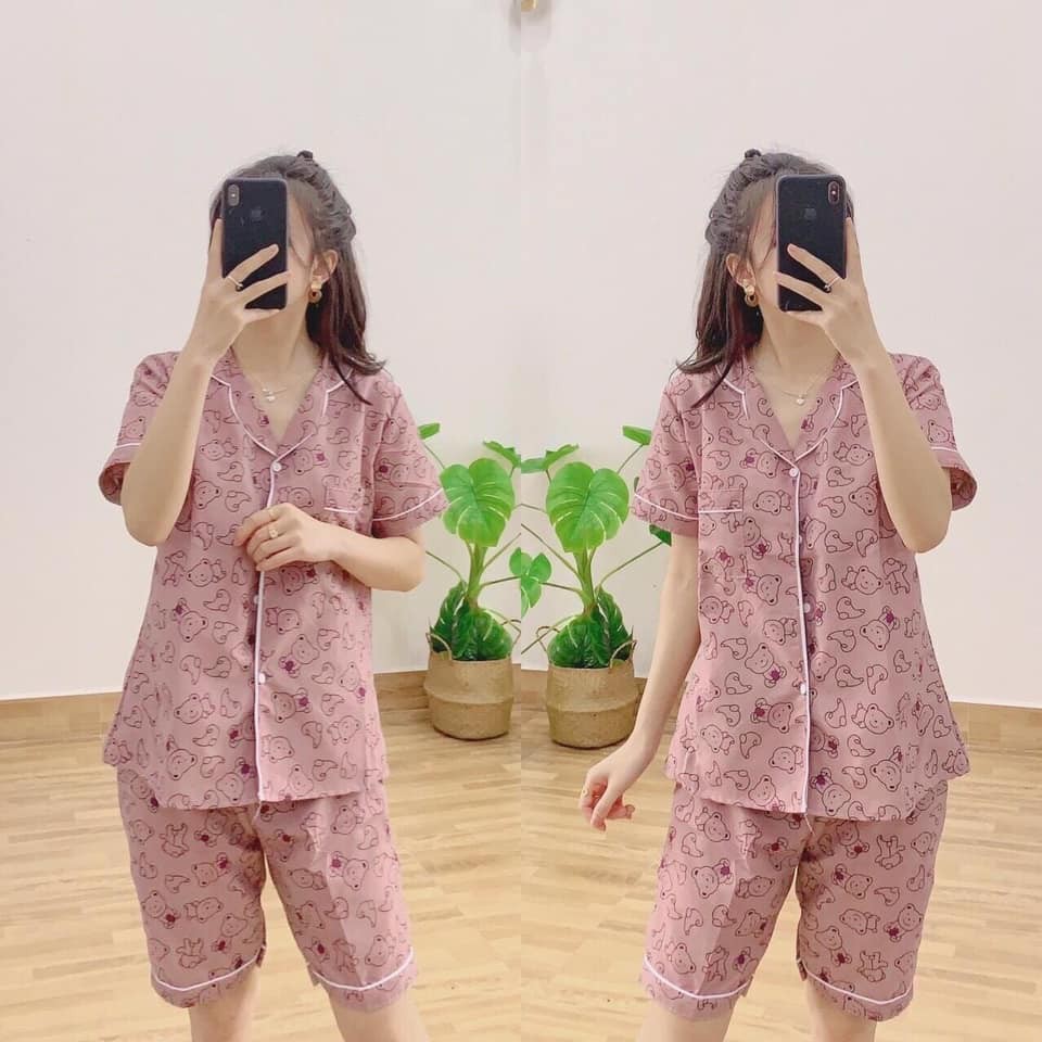 Bộ Ngủ Pijama quần lửng áo ngắn tay mặc ở nhà Set trang phục kate thái cộc dài hoạt hình cute dễ thương bánh bèo nữ | BigBuy360 - bigbuy360.vn