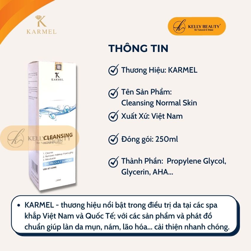 Nước Tẩy Trang Da Khô KARMEL 250ml – Loại Bỏ Lớp Makeup &amp; Kem Chống Nắng, Bụi Bẩn, Làm Sạch Da | Kelly Beauty