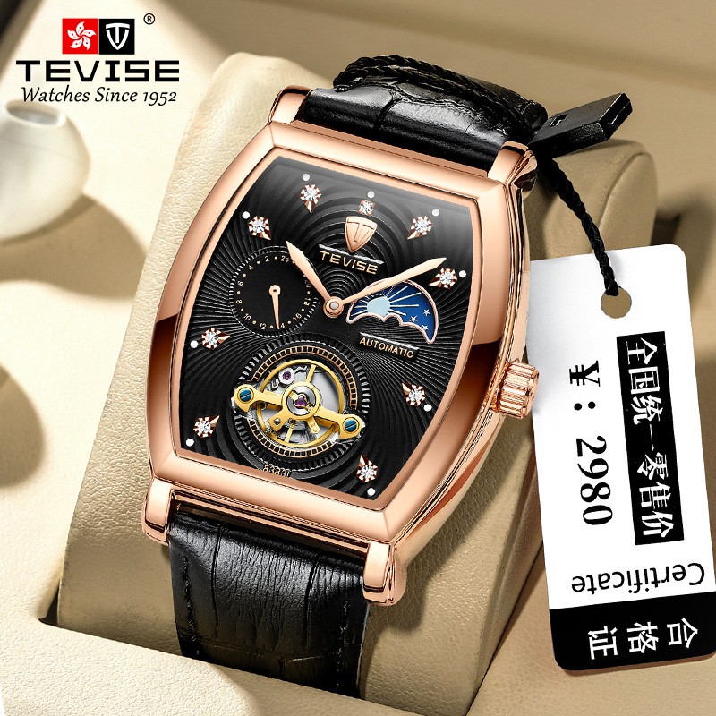 Đồng hồ nam máy cơ chạy tự động không cần pin, đồng hồ đeo tay nam chính hãng TEVISE cao cấp, thời trang và phong độ