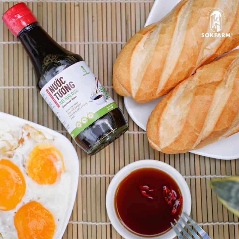 Nước tương MẬT HOA DỪA SOKFARM hữu cơ  chai 200ml
