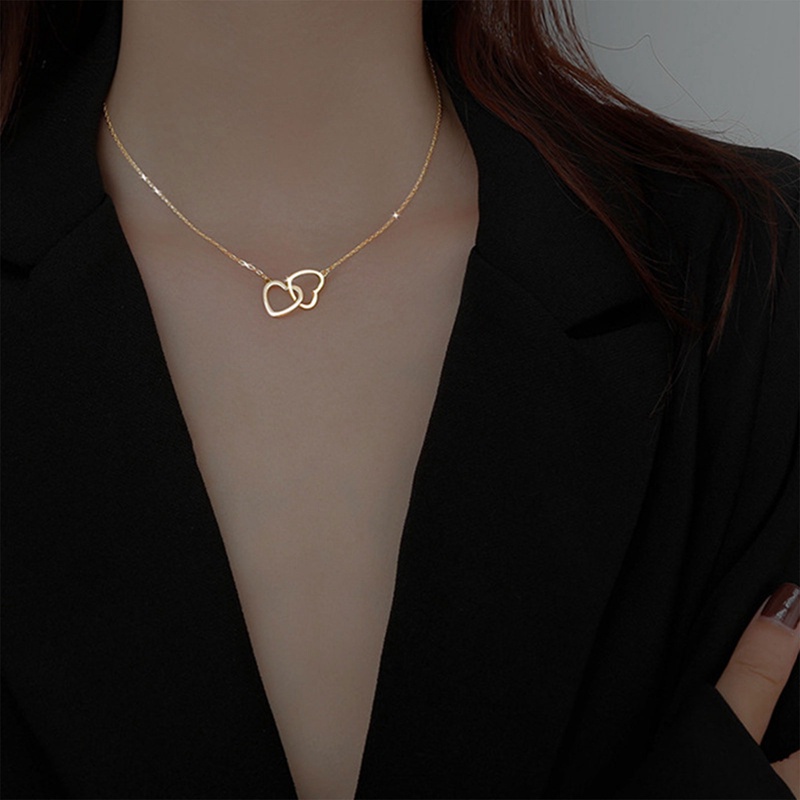 Vòng cổ Tình Bạn Mặt Trái Tim Đôi Đính Đá Zircon Lấp Lánh Thời Trang