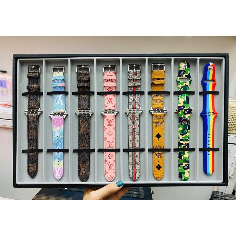 Dây đeo Lv Apple Watch Strap 38/40mm 42/44mm thiết kế thời trang bằng da mềm bền cho iWatch Series SE 6/5/4/3/2/1