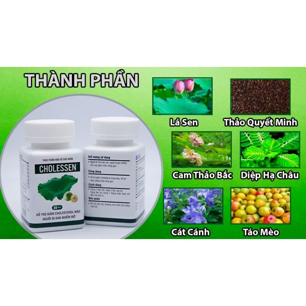 Viên Uống Giảm Mỡ Máu Cholessen Giảm Cholesterol Trong Máu, Tăng Cường Chức Năng Gan (Hộp 30 Viên)