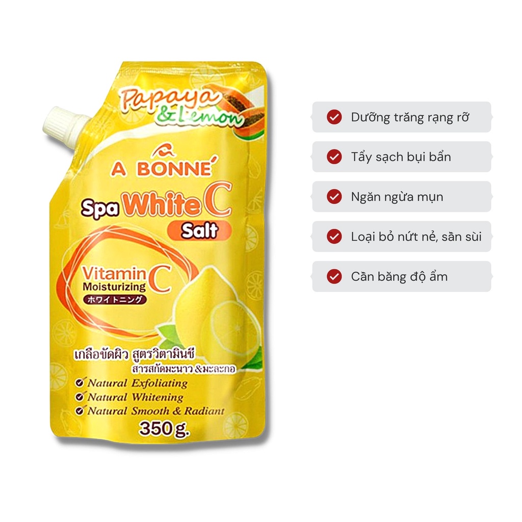 Muối Tăm Sữa Bò A bonne - Tẩy Tế Bào Chết Body Và Da Mặt Thái Lan Hương Vitamin C 350g