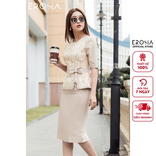 Váy peplum tay lỡ phối ren