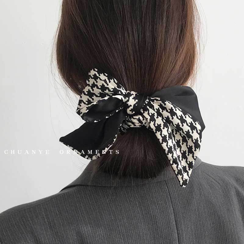 Scrunchies cột tóc vải sọc thắt nơ và trơn nhiều kiểu hàn quốc S27