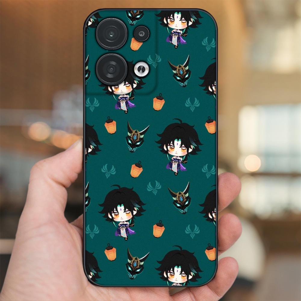 Ốp lưng Oppo Reno 8 5G viền đen in hình Xiao Genshin Impact