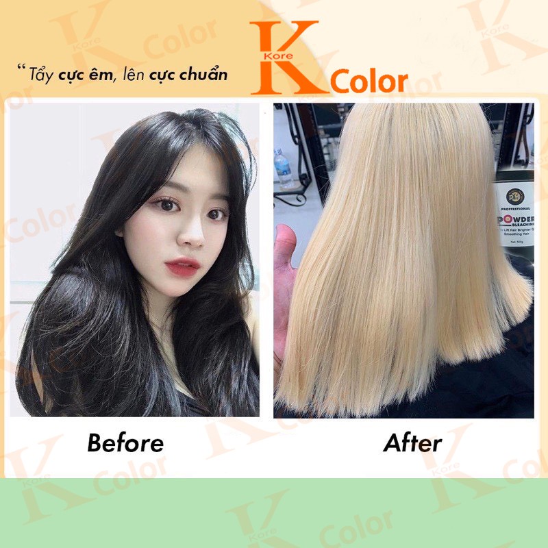 Thuốc tẩy tóc KColor bột tẩy tóc COLLAGEN Tẩy cực êm, lên cực chuẩn dụng tại nhà nhiều thảo dược giá rẻ