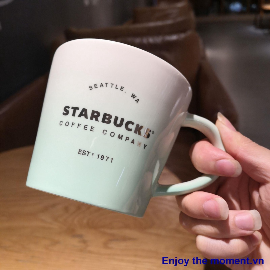 ✳♠Starbucks Limited Coffee Cup 345ml Gradient Macaron Green Simple Classic Ceramic Desktop Mug