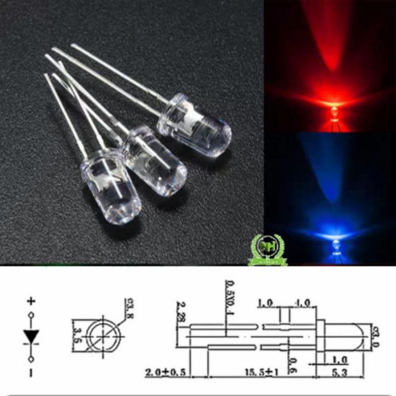 Gói 1000C LED Trong Phi 3 Nhiều Màu 2.0-3.2VDC Loại Tốt Loại Tốt