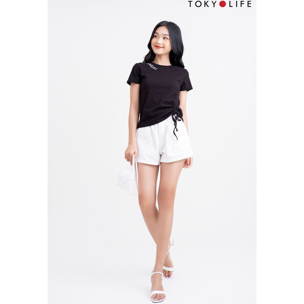 [Mã WABRSWK giảm 10% đơn từ 250k] Áo Thun Nữ dáng ngắn TOKYOLIFE rút dây eo E9TSH037G