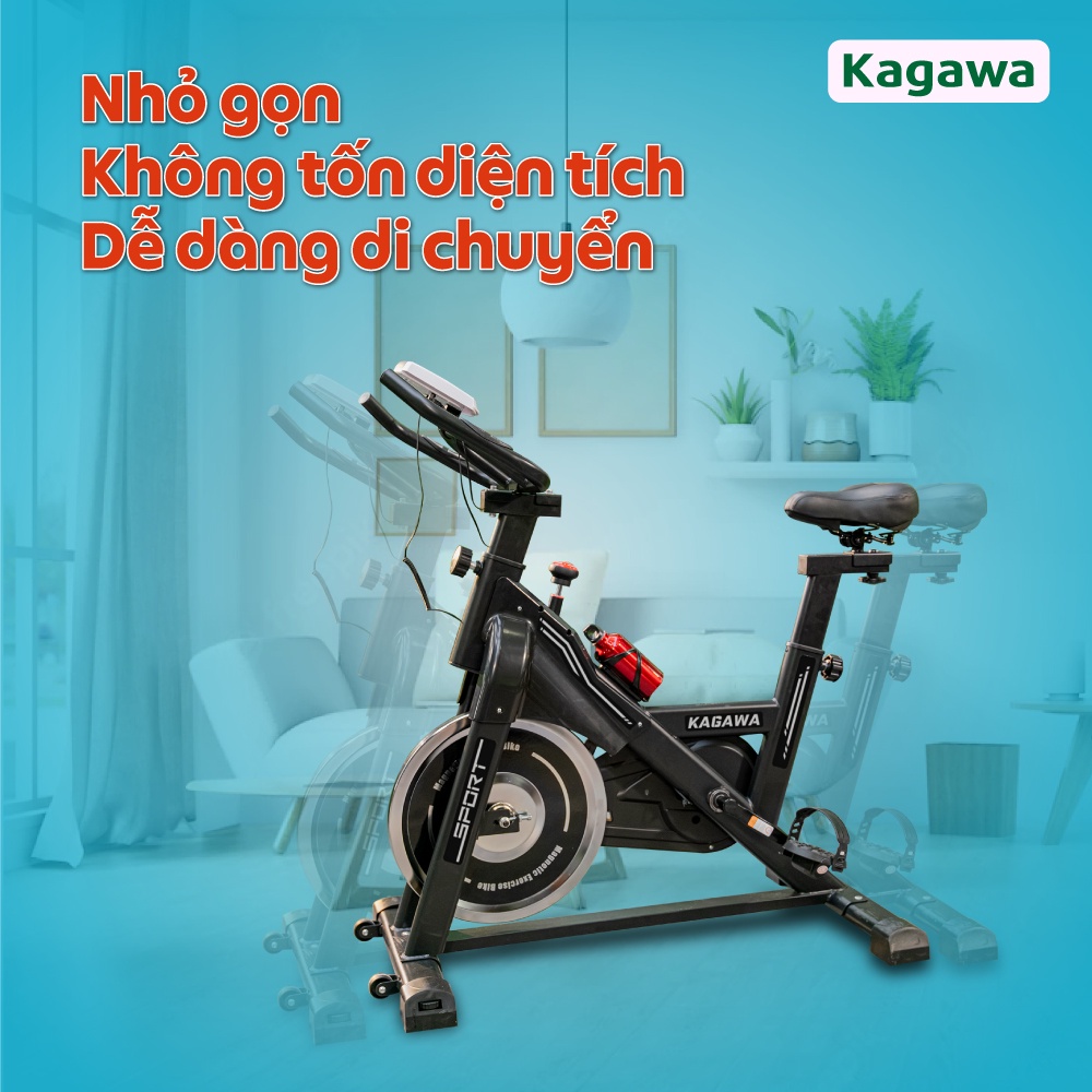 Xe đạp tập thể dục trong nhà Kagawa A8  khung sườn thép không rỉ, siêu bền, tặng 5 quà tặng