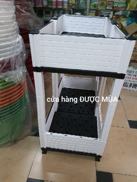 Chậu lắp ghép trồng rau thông minh 2 tầng D80xR40xC78cm