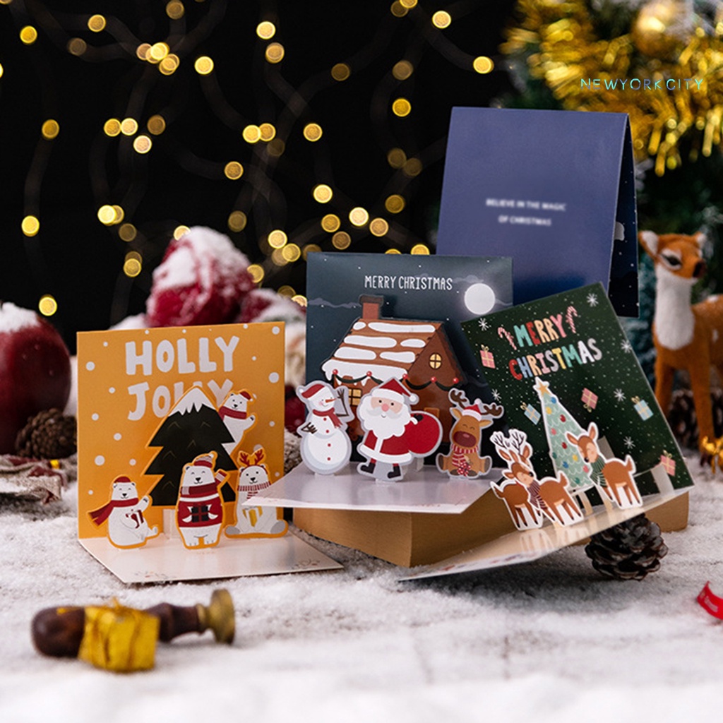 1 Bộ Thiệp Chúc Mừng Giáng Sinh 3D Bằng Giấy In Họa Tiết Phong Cách Giáng Sinh Quyến Rũ