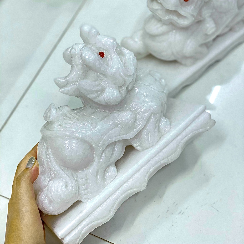 Cặp Tỳ Hưu Phong Thủy Đá Tự Nhiên Dài 20cm - Chạm Khắc rõ nét, Tinh Tế