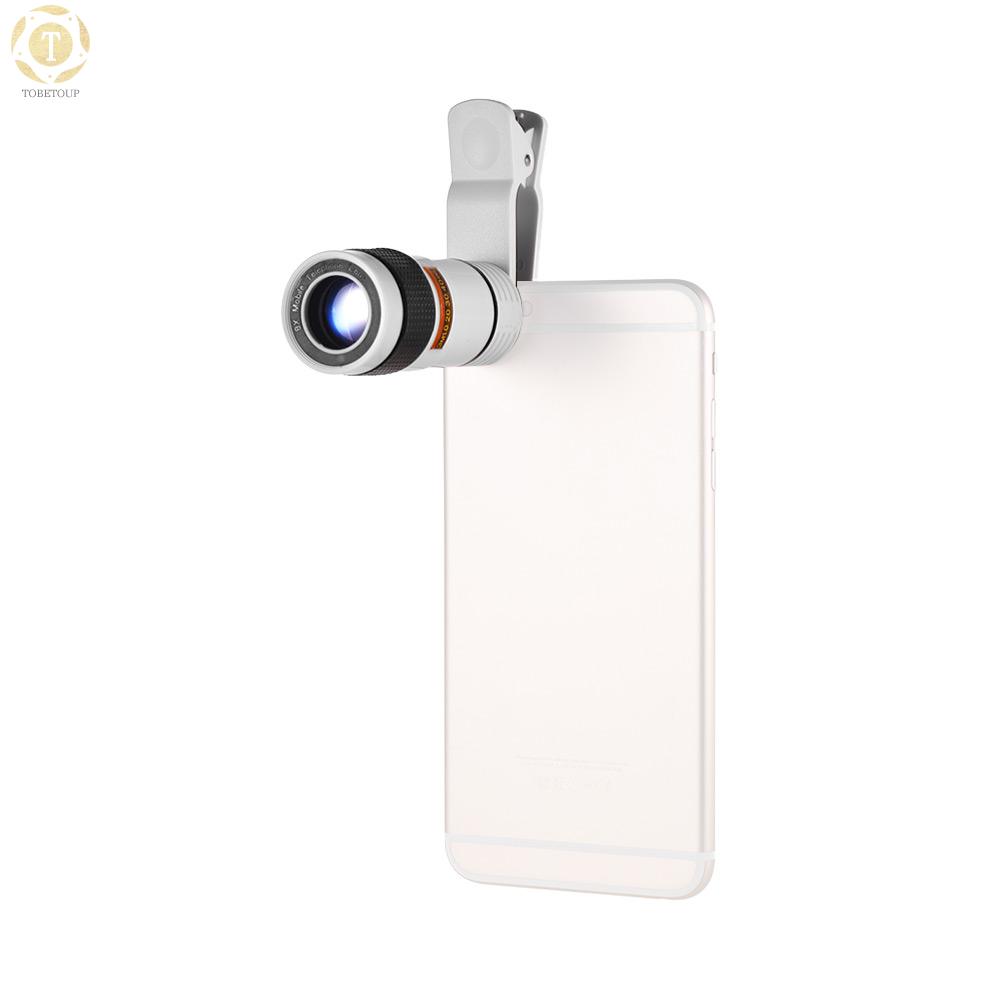 Shipped within 12 hours】 8X Zoom Optical Smartphone Telephoto Lens Portable Mobile Phone Telescope Lens with Clip Universal for iPhone Samsung HUAWEI Xiaomi HTC Most Phones Phone Lens [TO]