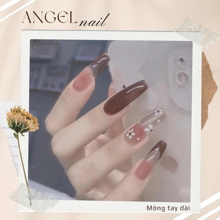 [Hàng mới về]Bộ 24 móng giả form dài hoa lá hẹ😁