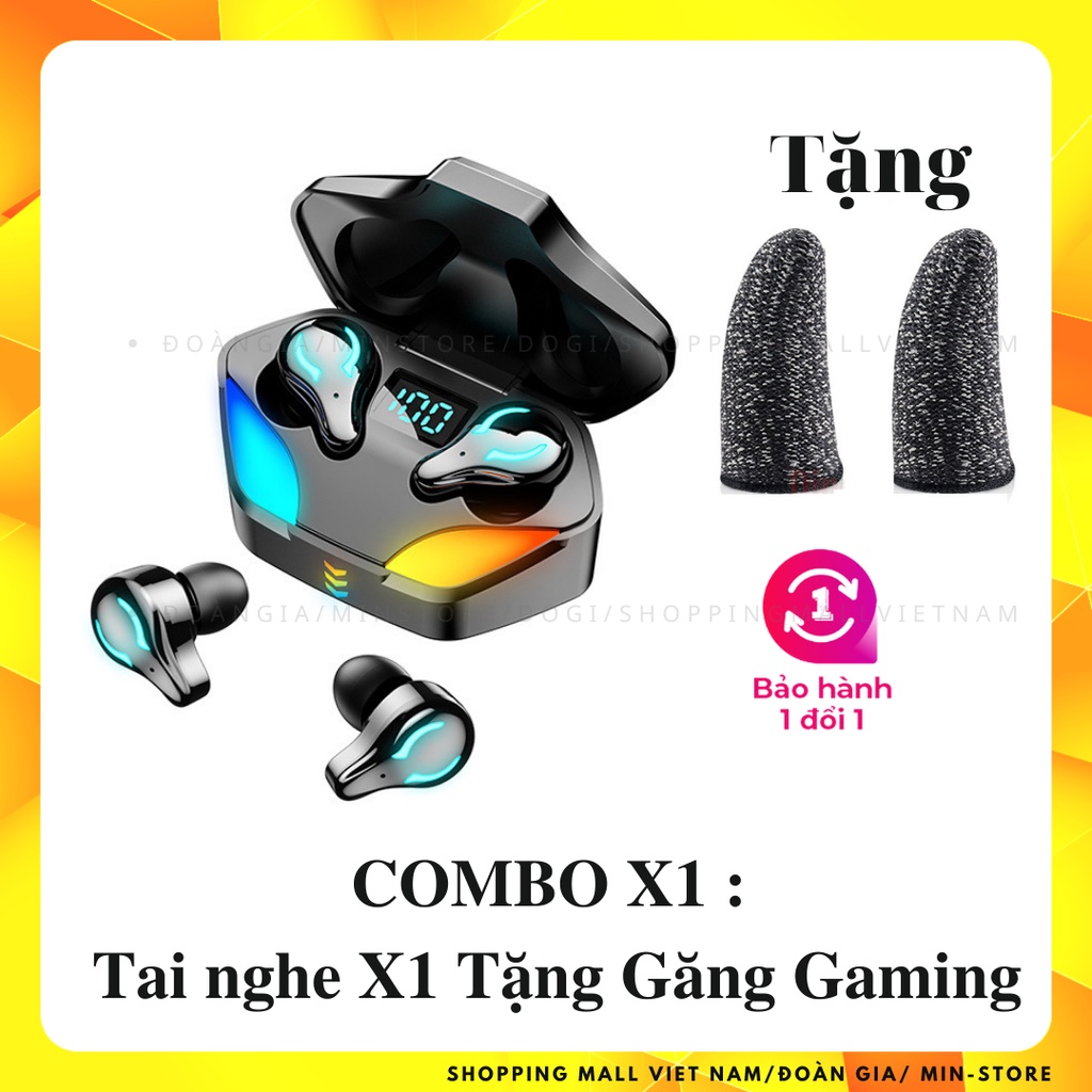 Tai nghe Bluetooth Gaming 5.1 kèm găng tay game cao cấp, tai nghe không dây X7 không trễ âm có chế độ kép