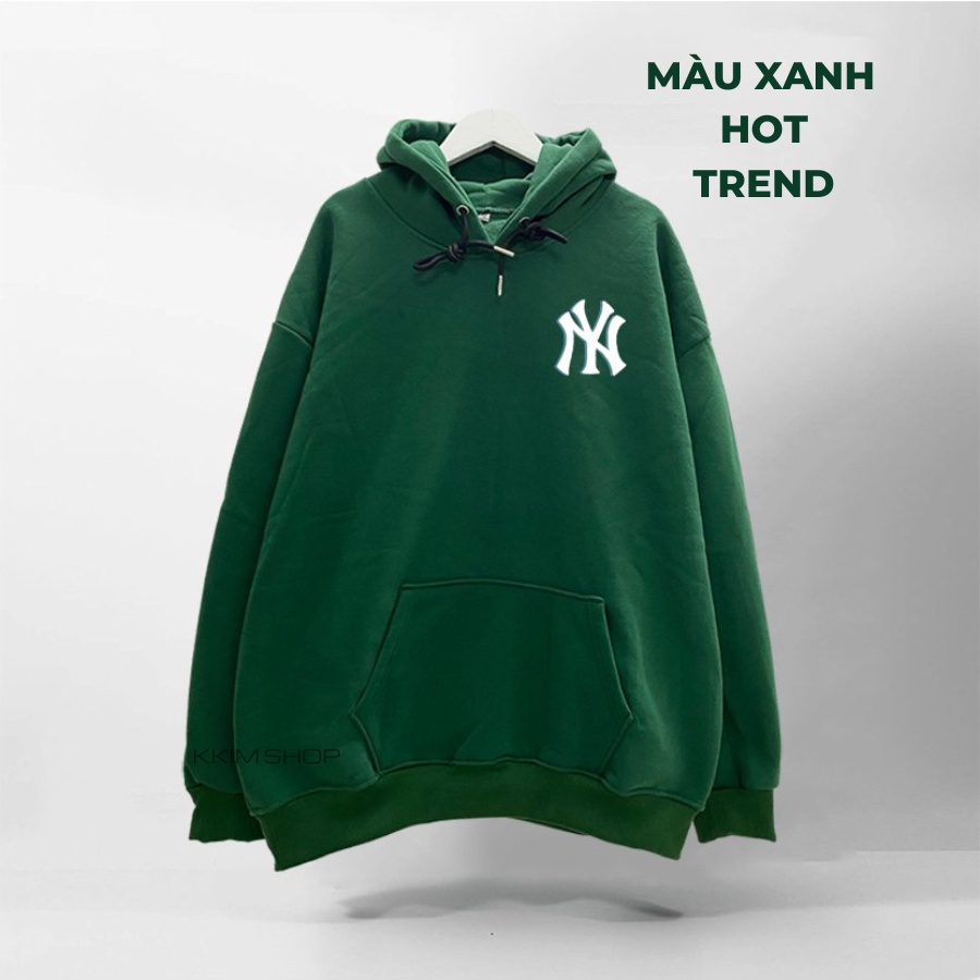 Áo Nỉ HOODIE NY form rộng oversize, Áo hoodies MLP XANH LÁ unisex nam nữ chất liệu Nỉ bông cao cấp KKIM SHOP