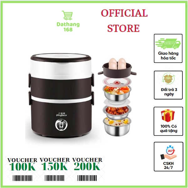 Hộp Cơm Cắm Điện Văn Phòng, Cặp Lồng Giữ Nhiệt Cắm Điện 3 Tầng Ruột Inox Cao Cấp DAT HANG 168