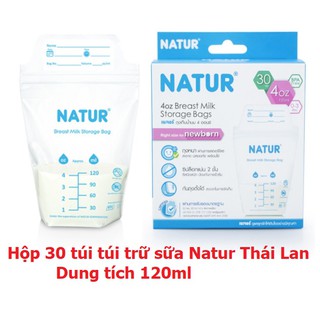 Hộp 30 túi trữ sữa Natur Thái Lan dung tích 120ml